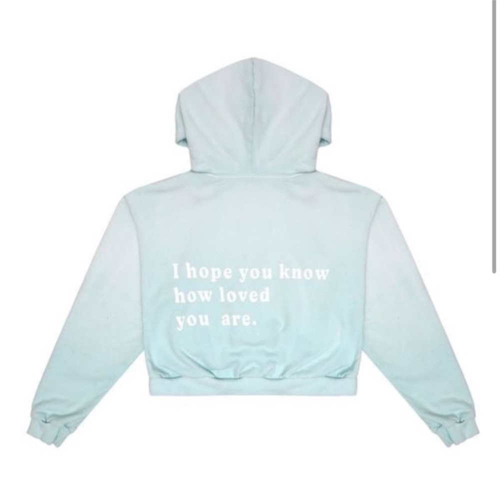 OS BOYS LIE I Hope You Know “How Loved You Are” Cropped Hoodie, Light Blue OS